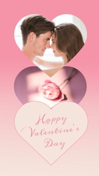 valentines day, romantic, heart, Pink Love Couple Valentine Collage Photo Collage 9:16 Template