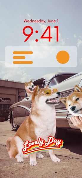 cutout, lock screen, animal, Retro Funny Dogs Phone Wallpaper Template
