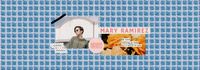 girl, woman, flowers, Blue Grid Background Tumblr Banner Template