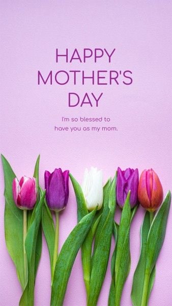 mothers day, mother day, celebration, Purple Flowers Blossom Mother's Day Greeting Instagram Story Template