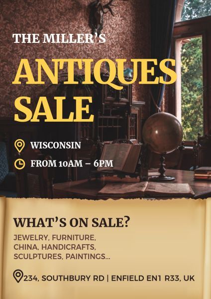 exclusive, boutique, furniture, Antique Sale Poster Template