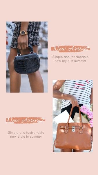 brand building, sale, discount, Pink Fashion Bags Brand Instagram Story Template