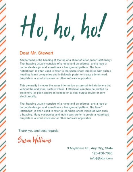 Greeting Holiday Letter Letterhead