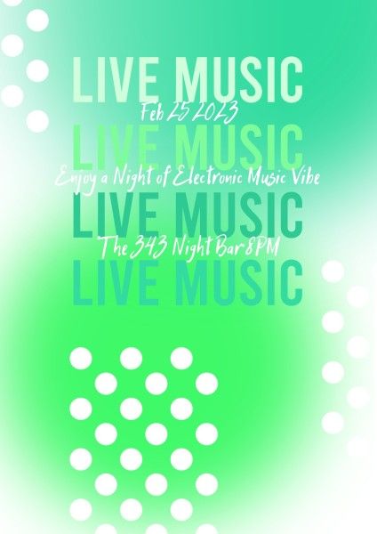 live, minimalist, songs, Green Gradient Music Festival Poster Template