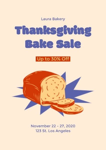 bakery, bread, food, Bake Sale Thanksgiving Poster Template