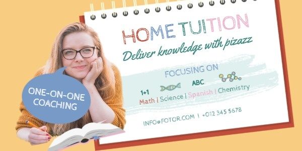 tutor, study, cram school, Home Tuition Twitter Post Template