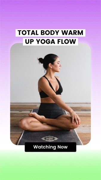 instagram reels, wellness, exercise, Green And Purple Gradient Yoga Video Reels Cover Instagram Story Template