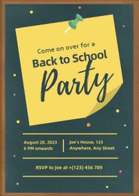 back to school, autumn, study, Green School Party Invitation Template