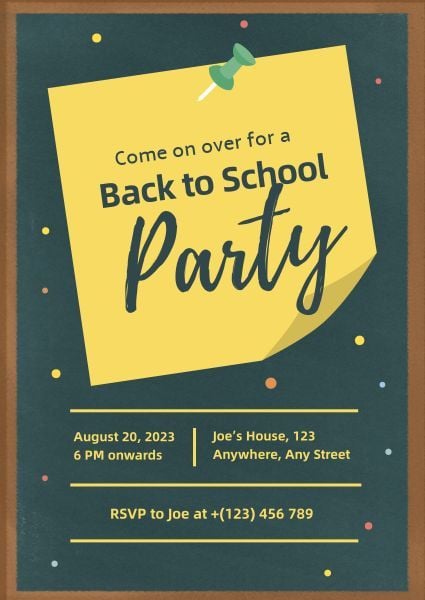 back to school,  autumn,  study, Green School Party Invitation Template