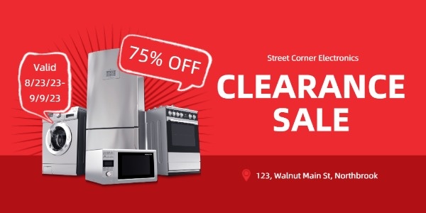 Red Appliance Clearance Sale Twitter Post