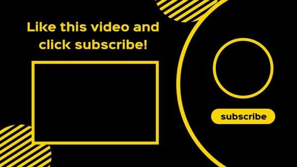 end cards, social media, yellow, Black Image Shape Background Video Subscribe Youtube End Screen Template