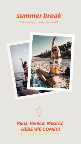 Beige Photo Girl Summer Vacation Instagram Story