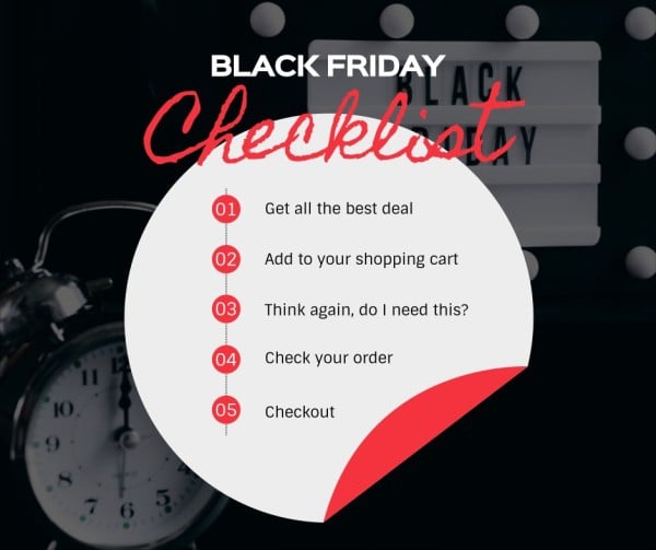 Black Black Friday Checklist Facebook帖子
