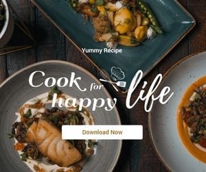 food, marketing, simple, Cook For Happly Life With Yummy Recipe   Facebook Post Template