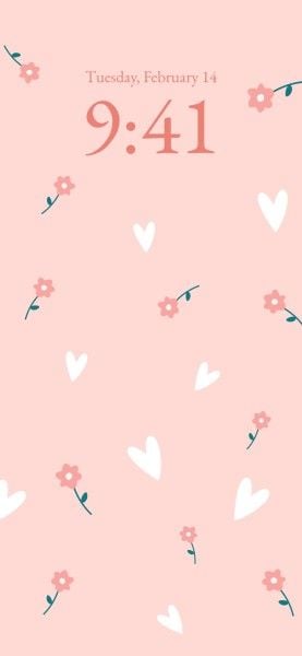 Pink Illustration Hearts And Flowers Valentine's Day Phone Wallpaper  Template and Ideas for Design | Fotor
