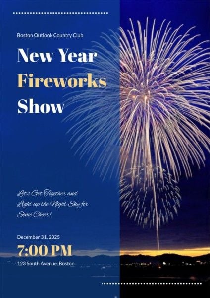 celebration, new start, happy new year, New Year Fireworks Show Flyer Template