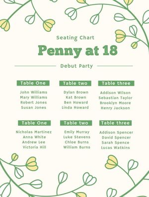 party, gathering, people, Green Leaves Background Seating Chart Template