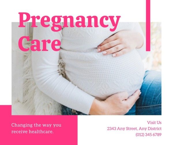pregnant, health care, medical, Pink And White Pregnancy Care Service Facebook Post Template