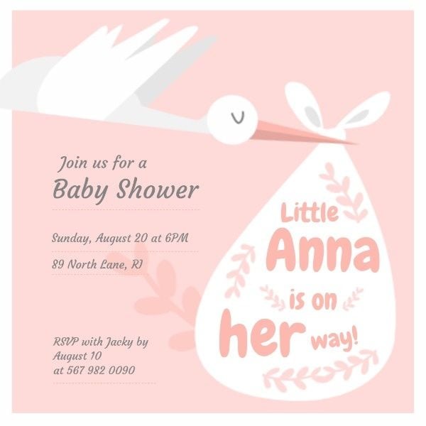 newborn, newly born, celebration, Baby Shower  Cartoon  Instagram Post Template