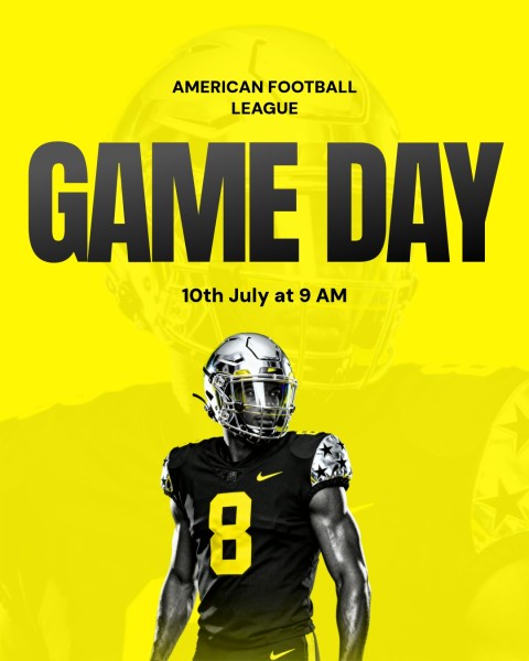 Yellow Simple Modern American Football Game Day