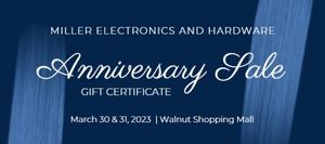 raffle, ticket, market, Dark Blue Brush Store Anniversary Sale Coupon Gift Certificate Template