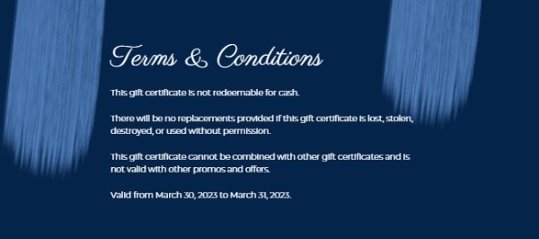 Dark Blue Brush Store Anniversary Sale Coupon Gift Certificate
