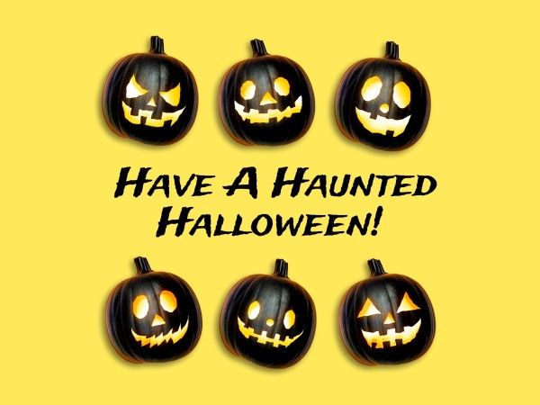 spooky, emoji, pumpkin, Yellow Trick Or Treat Cute Cartoon Happy Halloween Wish Card Template