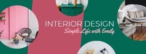 furniture, vlog, youtube, Pink And Green House Decoration Channel Facebook Cover Template