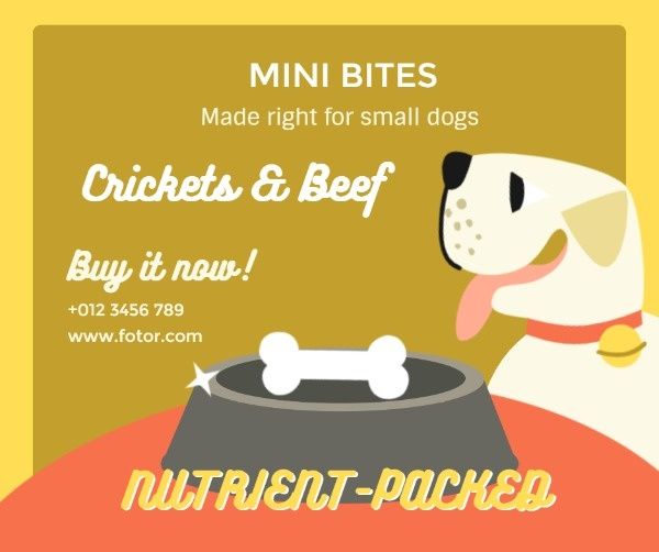 pet food, pet, pet training, Yellow Dog Food Sale Facebook Post Template