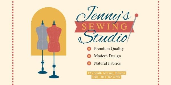 sewing service, tailor, handicraft, Sewing Studio Twitter Post Template