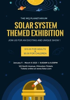 galaxy, universe, planetarium, Solar System Exhibition Poster Template
