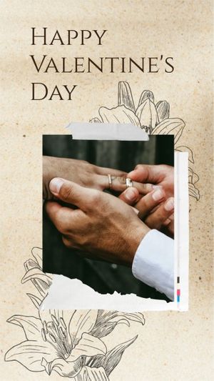 valentines day, photo, illustration, Gold Valentine's Day Love Collage Instagram Story Template