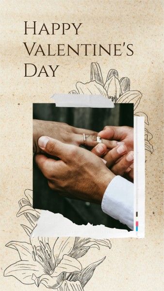 valentines day, photo, illustration, Gold Valentine's Day Love Collage Instagram Story Template