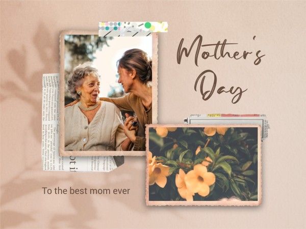 mothers day, mother day, greeting, Brown Aesthetic Happy Mother's Day Photo Collage 4:3 Template