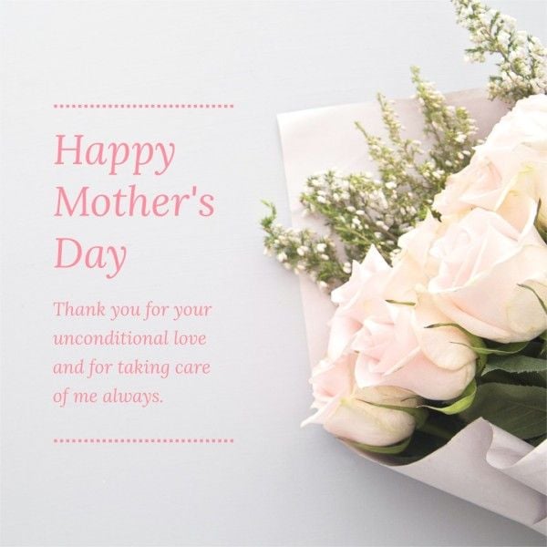 mothers day, mother day, celebration, White Clean Flower Bouquet Mother's Day Greeting Instagram Post Template
