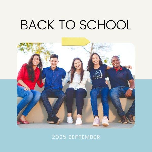 students, classmate, photo collage, Blue And Gray Simple Back To School Group Photo Instagram Post Template