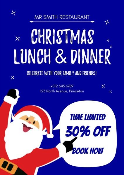 dinner, lunch, food, Christmas Restaurant Special Offer Poster Template