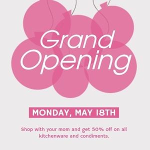 business, sale, celebration, Pink Balloon Kitchware Store Grand Opening Instagram Post Template