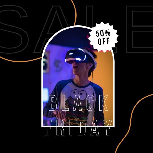 discount, promotion, handbags, Black Game Headset VR Black Friday Sale Instagram Post Template