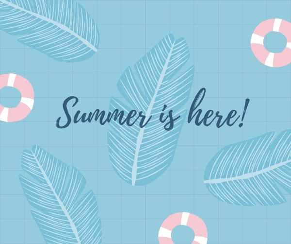season, summer is here, swim ring, Summer greeting Facebook Post Template
