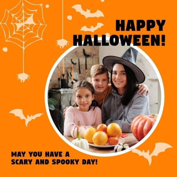 social media, festival, celebrate, Orange Happy Halloween Spooky Instagram Post Template