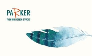 illustration, feather, green, Minimalist Watercolor Fashion Design Studio Business Card Template