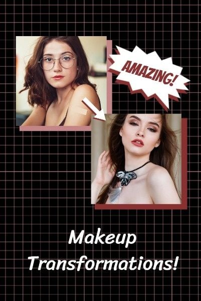 beauty, comparison, difference, Makeup Transformation Pinterest Post Template