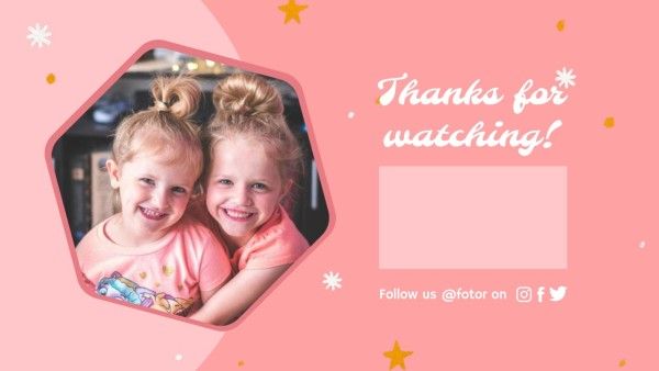 end cards, subscribe, video, Pink Cute And Sweet Girls Youtube End Screen Template