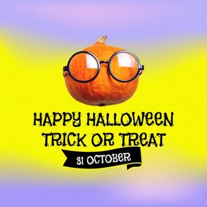 halloween, trick or treat, spooky, Yellow Gradient 3D Hallowween Instagram Post Template