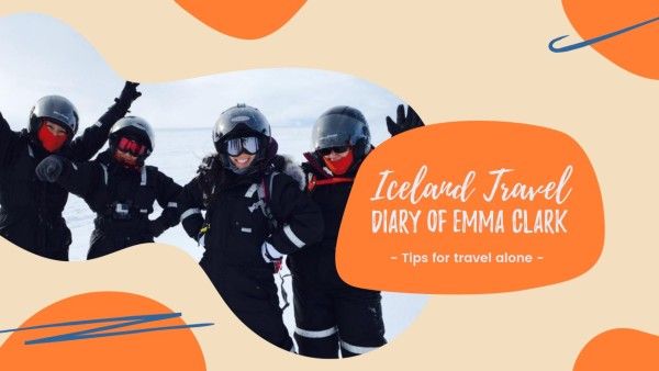 social media, love, first travel, Orange Iceland Travel Alone Diary Youtube Thumbnail Template