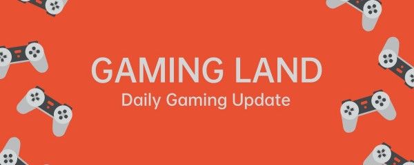 video games, daily, controllers, Orange Gaming Videos Twitch Banner Template