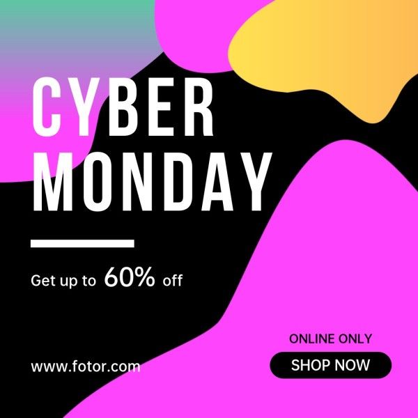 online shopping, shopping, sale, Art Simple Cyber Monday Pormotion Instagram Post Template