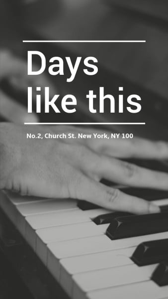 Black Simple Piano Concert Instagram Story
