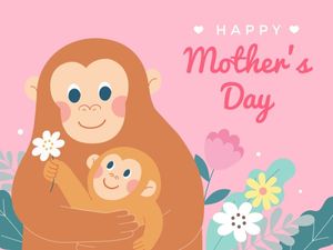 Pink Cute Illustration Mother's Day Card